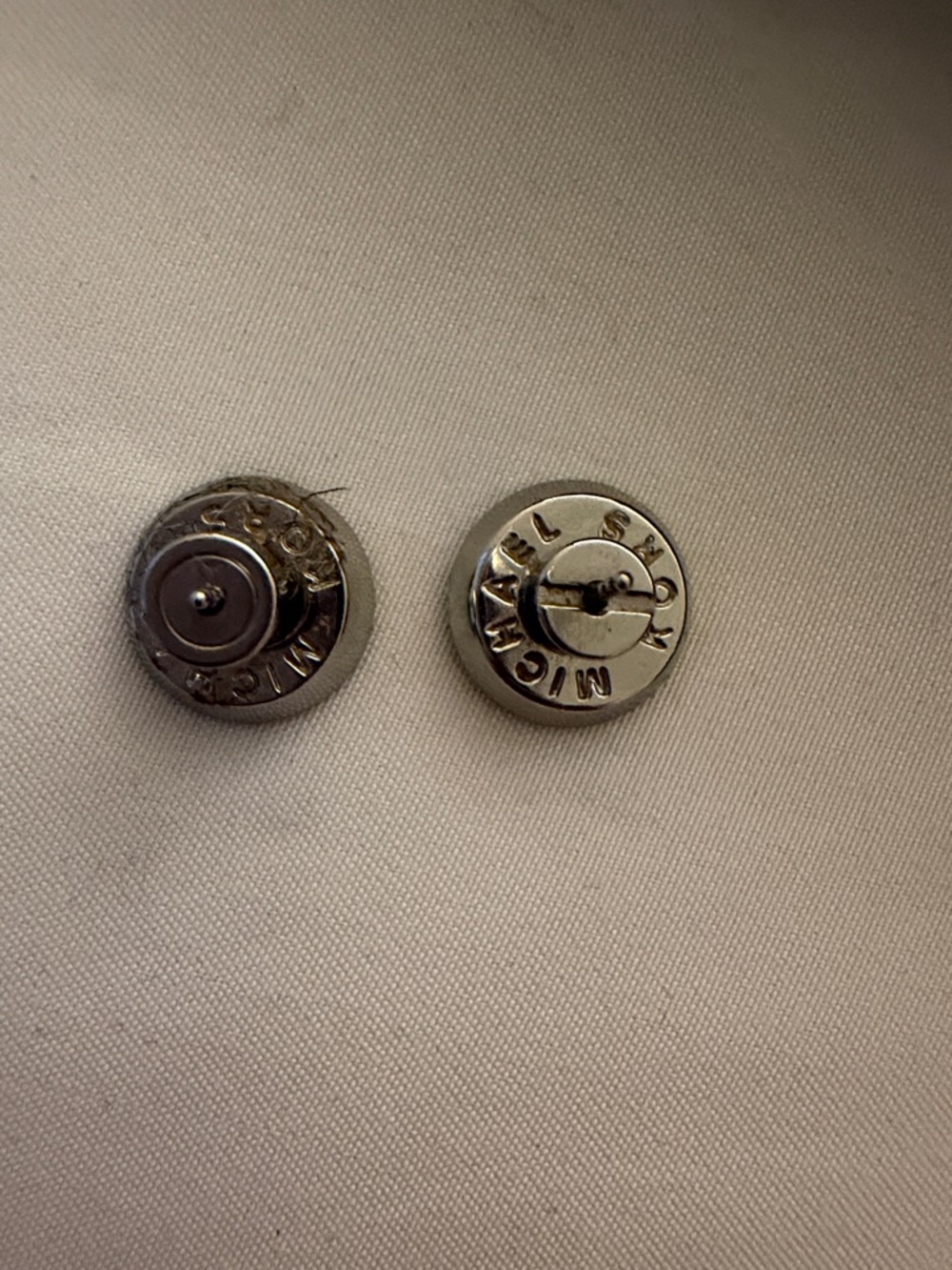 Michael Kors Silver Logo Snap Button Pair - Picture 2 of 3